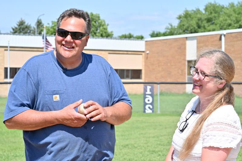 Amy and Jerry Noeske visit the baseball field dedicated to their son, Sam. 